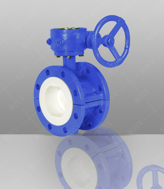 Flanged fluorine-lined butterfly valve